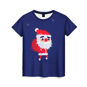Женская футболка 3D с принтом Санта в Белгороде, 100% полиэфир ( синтетическое хлопкоподобное полотно) | прямой крой, круглый вырез горловины, длина до линии бедер | christmas | new year | winter | дед мороз | зима | новый год | рождество