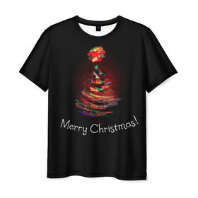 Мужская футболка 3D с принтом Елочка в Белгороде, 100% полиэфир | прямой крой, круглый вырез горловины, длина до линии бедер | christmas | new year | winter | дед мороз | зима | новый год | рождество