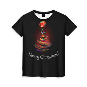 Женская футболка 3D с принтом Елочка в Белгороде, 100% полиэфир ( синтетическое хлопкоподобное полотно) | прямой крой, круглый вырез горловины, длина до линии бедер | christmas | new year | winter | дед мороз | зима | новый год | рождество