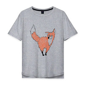 Мужская футболка хлопок Oversize с принтом Crazy fox в Белгороде, 100% хлопок | свободный крой, круглый ворот, “спинка” длиннее передней части | crazy | fox | безумная | веселая | лиса | лисичка | лисички тупички