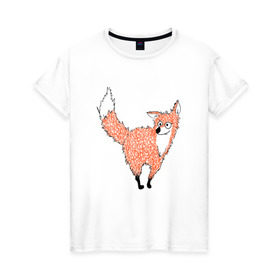 Женская футболка хлопок с принтом Crazy fox в Белгороде, 100% хлопок | прямой крой, круглый вырез горловины, длина до линии бедер, слегка спущенное плечо | crazy | fox | безумная | веселая | лиса | лисичка | лисички тупички