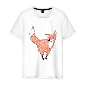 Мужская футболка хлопок с принтом Crazy fox в Белгороде, 100% хлопок | прямой крой, круглый вырез горловины, длина до линии бедер, слегка спущенное плечо. | crazy | fox | безумная | веселая | лиса | лисичка | лисички тупички