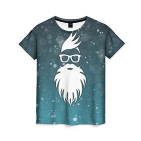 Женская футболка 3D с принтом Rock santa в Белгороде, 100% полиэфир ( синтетическое хлопкоподобное полотно) | прямой крой, круглый вырез горловины, длина до линии бедер | rock santa | santa | дед мороз | новый год | подарок на новый год | санта | снежинки