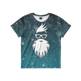 Детская футболка 3D с принтом Rock santa в Белгороде, 100% гипоаллергенный полиэфир | прямой крой, круглый вырез горловины, длина до линии бедер, чуть спущенное плечо, ткань немного тянется | rock santa | santa | дед мороз | новый год | подарок на новый год | санта | снежинки