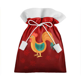 Подарочный 3D мешок с принтом Год петуха в Белгороде, 100% полиэстер | Размер: 29*39 см | Тематика изображения на принте: год петуха | красный | новый год | огненный петух | петух | снежинки