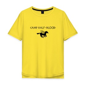 Мужская футболка хлопок Oversize с принтом Camp Half-Blood в Белгороде, 100% хлопок | свободный крой, круглый ворот, “спинка” длиннее передней части | halfblood | percy jackson | перси джексон