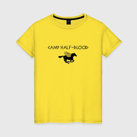 Женская футболка хлопок с принтом Camp Half-Blood в Белгороде, 100% хлопок | прямой крой, круглый вырез горловины, длина до линии бедер, слегка спущенное плечо | halfblood | percy jackson | перси джексон