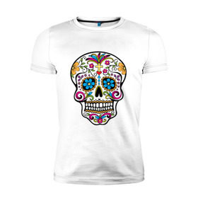 Мужская футболка премиум с принтом День Мертвых в Белгороде, 92% хлопок, 8% лайкра | приталенный силуэт, круглый вырез ворота, длина до линии бедра, короткий рукав | день мертвых | мексика | туризм | череп