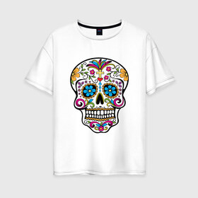 Женская футболка хлопок Oversize с принтом День Мертвых в Белгороде, 100% хлопок | свободный крой, круглый ворот, спущенный рукав, длина до линии бедер
 | день мертвых | мексика | туризм | череп