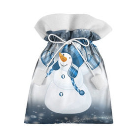 Подарочный 3D мешок с принтом С Новым годом! в Белгороде, 100% полиэстер | Размер: 29*39 см | Тематика изображения на принте: рождество | снеговик | снежинки