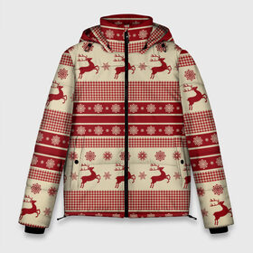 Мужская зимняя куртка 3D с принтом Зимние олени в Белгороде, верх — 100% полиэстер; подкладка — 100% полиэстер; утеплитель — 100% полиэстер | длина ниже бедра, свободный силуэт Оверсайз. Есть воротник-стойка, отстегивающийся капюшон и ветрозащитная планка. 

Боковые карманы с листочкой на кнопках и внутренний карман на молнии. | Тематика изображения на принте: happy new year | ёлка | зима | олень | праздник | снег | снежинка