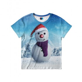 Детская футболка 3D с принтом Снеговик в Белгороде, 100% гипоаллергенный полиэфир | прямой крой, круглый вырез горловины, длина до линии бедер, чуть спущенное плечо, ткань немного тянется | happy new year | блеск | ёлка | зима | игрушки. праздник | конфетти | новый год | подарки | снег