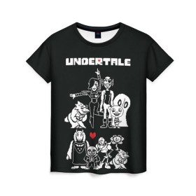 Женская футболка 3D с принтом Undertale в Белгороде, 100% полиэфир ( синтетическое хлопкоподобное полотно) | прямой крой, круглый вырез горловины, длина до линии бедер | Тематика изображения на принте: flowey | papyrus | sans | torial