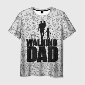 Мужская футболка 3D с принтом Walking Dad в Белгороде, 100% полиэфир | прямой крой, круглый вырез горловины, длина до линии бедер | carl | dad | rick | walking dead | zombie | дети | дочь | зомби | отец | папа | сын | ходячие мертвецы