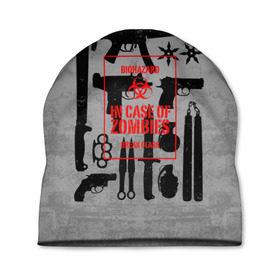 Шапка 3D с принтом Арсенал против зомби в Белгороде, 100% полиэстер | универсальный размер, печать по всей поверхности изделия | bone | carl | rick | skelet | skull | walking dead | zombie | автомат | арсенал | граймс | граната | зомби | карл | оружие | пистолет | рик | ходячие мертвецы