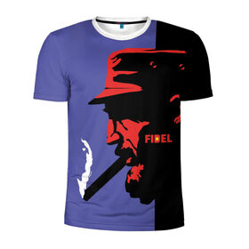 Мужская футболка 3D спортивная с принтом Fidel в Белгороде, 100% полиэстер с улучшенными характеристиками | приталенный силуэт, круглая горловина, широкие плечи, сужается к линии бедра | castro | che | fidel | guevara | гевара | кастро | фидель | че