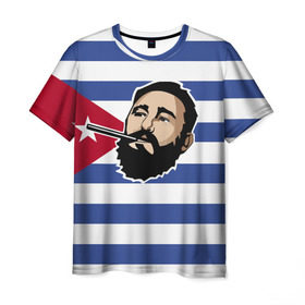 Мужская футболка 3D с принтом Fidel Castro в Белгороде, 100% полиэфир | прямой крой, круглый вырез горловины, длина до линии бедер | castro | che | fidel | guevara | гевара | кастро | фидель | че