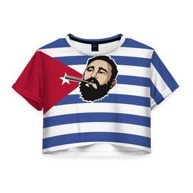 Женская футболка 3D укороченная с принтом Fidel Castro в Белгороде, 100% полиэстер | круглая горловина, длина футболки до линии талии, рукава с отворотами | castro | che | fidel | guevara | гевара | кастро | фидель | че