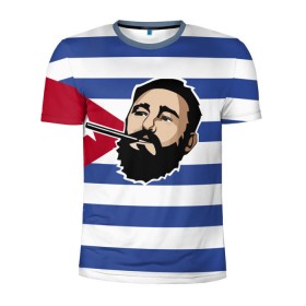 Мужская футболка 3D спортивная с принтом Fidel Castro в Белгороде, 100% полиэстер с улучшенными характеристиками | приталенный силуэт, круглая горловина, широкие плечи, сужается к линии бедра | castro | che | fidel | guevara | гевара | кастро | фидель | че