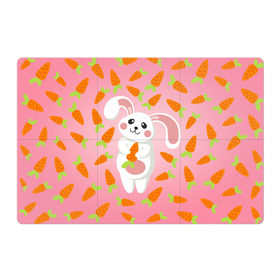 Магнитный плакат 3Х2 с принтом Зайчик с морковкой в Белгороде, Полимерный материал с магнитным слоем | 6 деталей размером 9*9 см | Тематика изображения на принте: зайчик | заяц | милые животные | морковка | прикольные животные | розовый