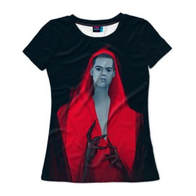 Женская футболка 3D с принтом Волчонок в Белгороде, 100% полиэфир ( синтетическое хлопкоподобное полотно) | прямой крой, круглый вырез горловины, длина до линии бедер | teen wolf