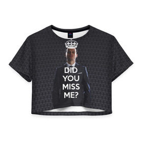 Женская футболка 3D укороченная с принтом Keep Calm & Miss Me в Белгороде, 100% полиэстер | круглая горловина, длина футболки до линии талии, рукава с отворотами | holmes | sherlock | мориарти | профессор | холмс | шерлок