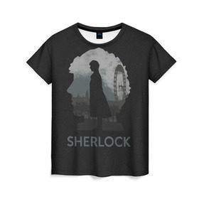 Женская футболка 3D с принтом Sherlock World в Белгороде, 100% полиэфир ( синтетическое хлопкоподобное полотно) | прямой крой, круглый вырез горловины, длина до линии бедер | doctor | holmes | холмс | шерлок
