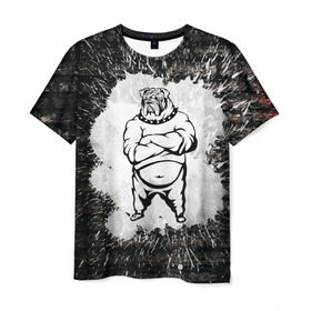 Мужская футболка 3D с принтом Охранник бульдог Style в Белгороде, 100% полиэфир | прямой крой, круглый вырез горловины, длина до линии бедер | бульдог | качок | крутой | охрана | собака