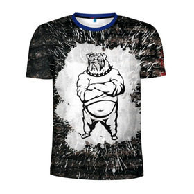 Мужская футболка 3D спортивная с принтом Охранник бульдог Style в Белгороде, 100% полиэстер с улучшенными характеристиками | приталенный силуэт, круглая горловина, широкие плечи, сужается к линии бедра | бульдог | качок | крутой | охрана | собака