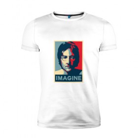 Мужская футболка премиум с принтом Леннон в Белгороде, 92% хлопок, 8% лайкра | приталенный силуэт, круглый вырез ворота, длина до линии бедра, короткий рукав | beatles | lennon | битлз | джон | музыка