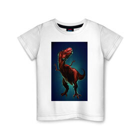 Детская футболка хлопок с принтом Dino в Белгороде, 100% хлопок | круглый вырез горловины, полуприлегающий силуэт, длина до линии бедер | Тематика изображения на принте: dino | dinosaur | t rex | дино | динозавр | монстр | ящерица