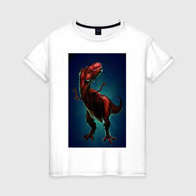 Женская футболка хлопок с принтом Dino в Белгороде, 100% хлопок | прямой крой, круглый вырез горловины, длина до линии бедер, слегка спущенное плечо | dino | dinosaur | t rex | дино | динозавр | монстр | ящерица
