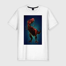 Мужская футболка премиум с принтом Dino в Белгороде, 92% хлопок, 8% лайкра | приталенный силуэт, круглый вырез ворота, длина до линии бедра, короткий рукав | dino | dinosaur | t rex | дино | динозавр | монстр | ящерица