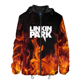 Мужская куртка 3D с принтом Linkin park в Белгороде, ткань верха — 100% полиэстер, подклад — флис | прямой крой, подол и капюшон оформлены резинкой с фиксаторами, два кармана без застежек по бокам, один большой потайной карман на груди. Карман на груди застегивается на липучку | Тематика изображения на принте: rok | линкин | музыка | парк | рок