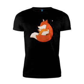 Мужская футболка премиум с принтом Лисички в Белгороде, 92% хлопок, 8% лайкра | приталенный силуэт, круглый вырез ворота, длина до линии бедра, короткий рукав | лиса | лисенок | лисица | лисичка