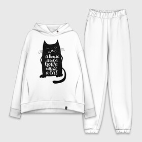Женский костюм хлопок Oversize с принтом Черный кот в Белгороде,  |  | кот | котенок | кошка | мяу