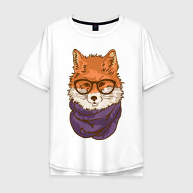 Мужская футболка хлопок Oversize с принтом Лисица в Белгороде, 100% хлопок | свободный крой, круглый ворот, “спинка” длиннее передней части | лиса | лисенок | лисица | лисичка