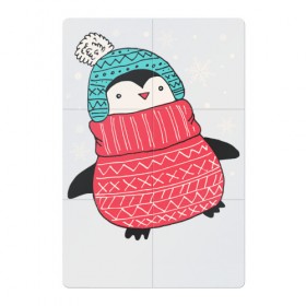 Магнитный плакат 2Х3 с принтом Зимний пингвин в Белгороде, Полимерный материал с магнитным слоем | 6 деталей размером 9*9 см | Тематика изображения на принте: christmas | new year | winter | зима | новый год | пингвин | рождество