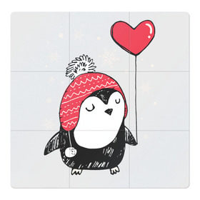Магнитный плакат 3Х3 с принтом Пингвин с шариком в Белгороде, Полимерный материал с магнитным слоем | 9 деталей размером 9*9 см | Тематика изображения на принте: christmas | new year | winter | зима | новый год | пингвин | рождество
