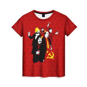 Женская футболка 3D с принтом Communist Party в Белгороде, 100% полиэфир ( синтетическое хлопкоподобное полотно) | прямой крой, круглый вырез горловины, длина до линии бедер | lenin | october | party | red | russia | soviet union | stalin | ussr | большевик | коммунист | красный | ленин | октябрь | пати | россия | советский союз | ссср | сталин