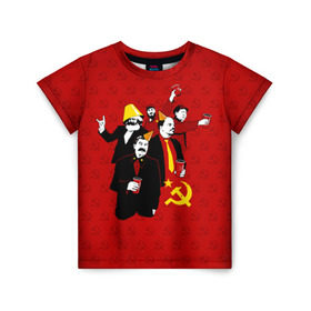 Детская футболка 3D с принтом Communist Party в Белгороде, 100% гипоаллергенный полиэфир | прямой крой, круглый вырез горловины, длина до линии бедер, чуть спущенное плечо, ткань немного тянется | Тематика изображения на принте: lenin | october | party | red | russia | soviet union | stalin | ussr | большевик | коммунист | красный | ленин | октябрь | пати | россия | советский союз | ссср | сталин