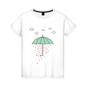 Женская футболка хлопок с принтом Зонтик в Белгороде, 100% хлопок | прямой крой, круглый вырез горловины, длина до линии бедер, слегка спущенное плечо | 
