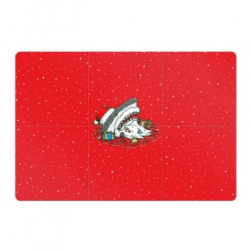 Магнитный плакат 3Х2 с принтом Акула Дед Мороз в Белгороде, Полимерный материал с магнитным слоем | 6 деталей размером 9*9 см | Тематика изображения на принте: christmas | new year | shark | новый год | рождество | санта