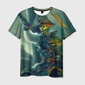 Мужская футболка 3D с принтом Пират в Белгороде, 100% полиэфир | прямой крой, круглый вырез горловины, длина до линии бедер | Тематика изображения на принте: gangplank | league of legends | lol | pirate | гангпланк | лига легенд | лол | пират