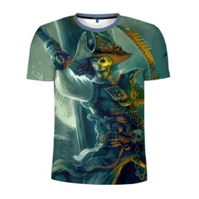 Мужская футболка 3D спортивная с принтом Пират в Белгороде, 100% полиэстер с улучшенными характеристиками | приталенный силуэт, круглая горловина, широкие плечи, сужается к линии бедра | gangplank | league of legends | lol | pirate | гангпланк | лига легенд | лол | пират