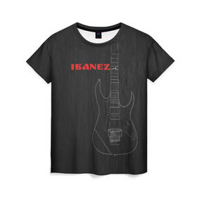 Женская футболка 3D с принтом Ibanez в Белгороде, 100% полиэфир ( синтетическое хлопкоподобное полотно) | прямой крой, круглый вырез горловины, длина до линии бедер | ibanez | айбанез | гитара | ибанез | электрогитара | электруха