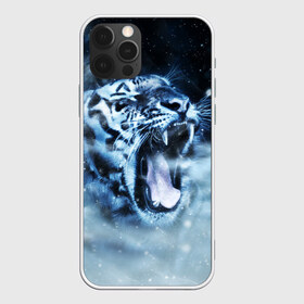 Чехол для iPhone 12 Pro Max с принтом Белый тигр в Белгороде, Силикон |  | зима | клыки | метель | пасть | снег | тигр | хищник
