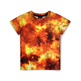 Детская футболка 3D с принтом Взрывной гранж в Белгороде, 100% гипоаллергенный полиэфир | прямой крой, круглый вырез горловины, длина до линии бедер, чуть спущенное плечо, ткань немного тянется | взрыв | гранж | огонь | пламя | эксклюзив