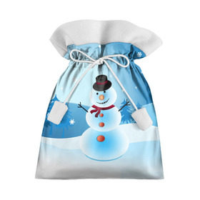 Подарочный 3D мешок с принтом Снеговик в Белгороде, 100% полиэстер | Размер: 29*39 см | Тематика изображения на принте: дед мороз | зима | новый год | праздник | снеговик | снежинки