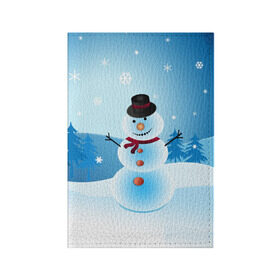 Обложка для паспорта матовая кожа с принтом Снеговик в Белгороде, натуральная матовая кожа | размер 19,3 х 13,7 см; прозрачные пластиковые крепления | Тематика изображения на принте: дед мороз | зима | новый год | праздник | снеговик | снежинки